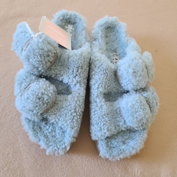 Birkenstock Papillio Arizona Big Buckle Shearling Sandal Blue US 6 EU 37 NWOB - Picture 4 of 8